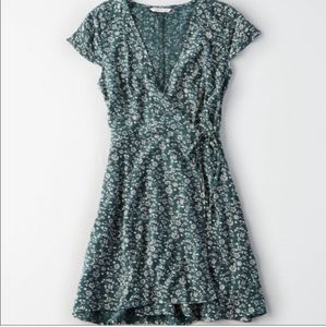 American eagle green floral wrap dress